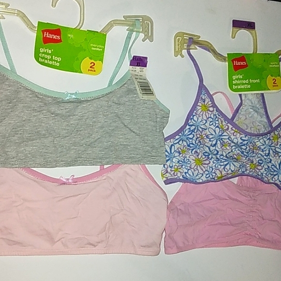 ☆NWT☆HANES Girls Bundle Crop top & Shirred front Bralette Sets~Training Bra XL - Picture 10 of 16